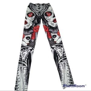 Gear Bunch Halloween leggings Sugar Skull Roses Skeleton Size XS